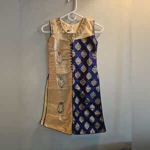 Haazra Indian Sheath Beaded Blue Gold Size 32 Small